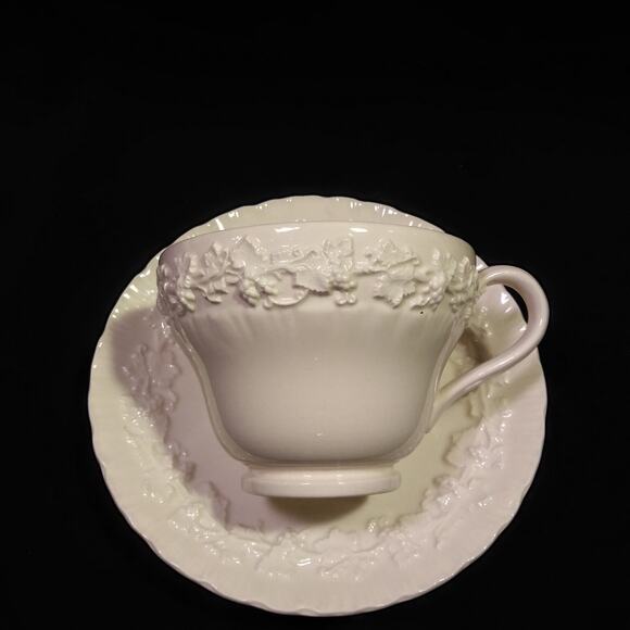1 Wedgwood Cup n Saucer Set Cream on Cream Color - Picture 2 of 13